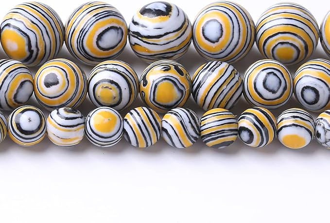 60PCS 6MM Yellow Malachite Beads Stone Beads Energy Healing Beads for DIY Jewelry Bracelet Necklace Making for Jewelry Making 15Inch