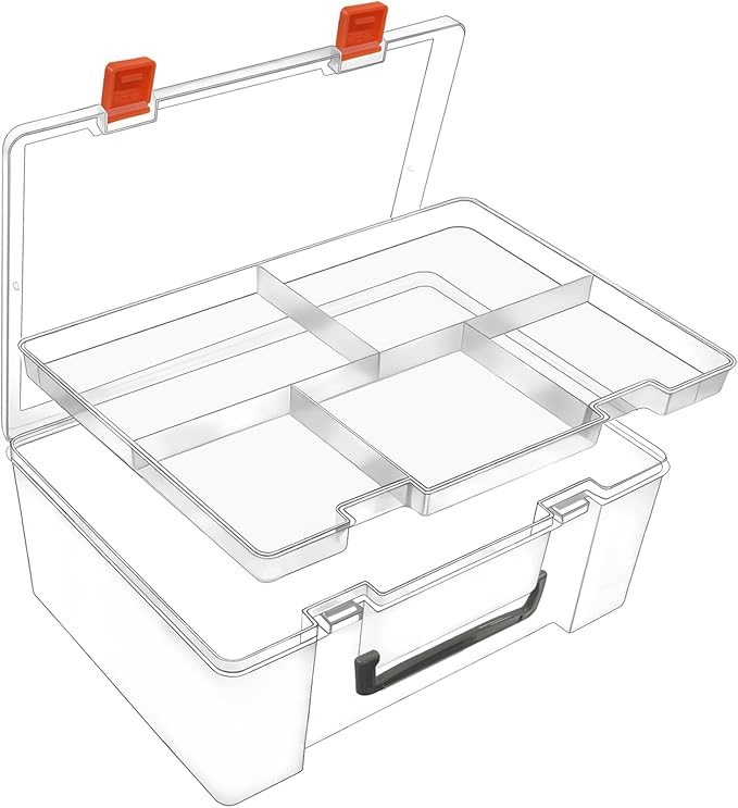DUOFIRE Two Layers Compartment Organizer Box Plastic Organizer Box Plastic Jewelry Boxs Craft Storage Containers Storage Boxs for Accessories, Cosmetic, Toy, Jewelry Beads, Tapes (5+1 Grid)