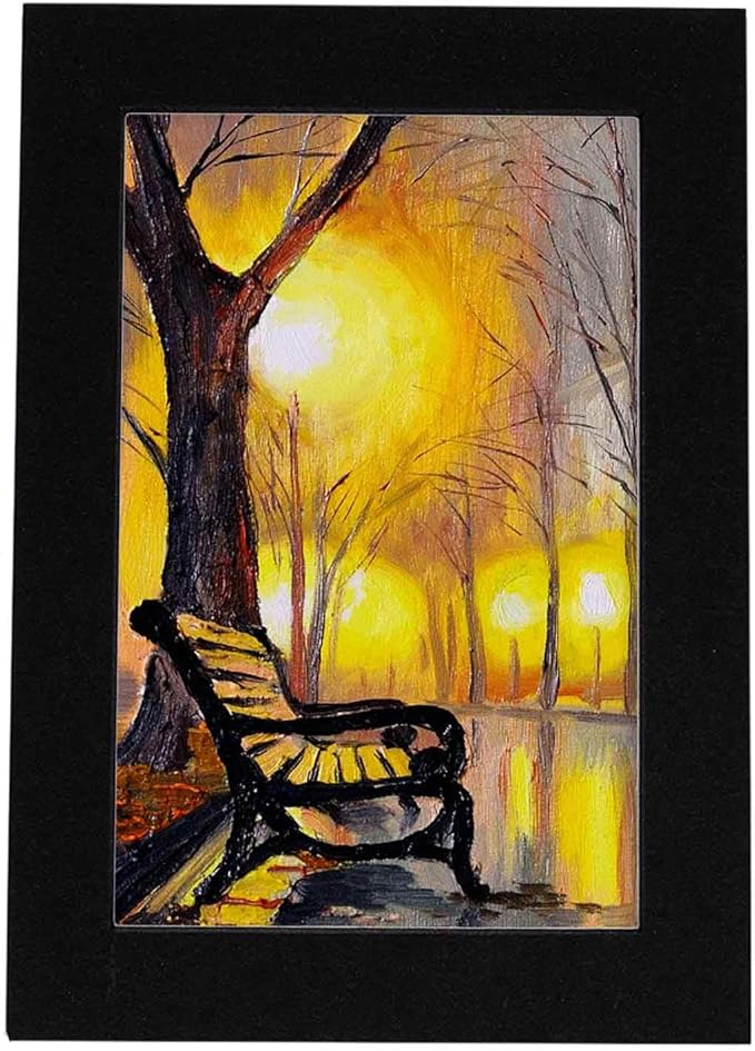 Pack of TEN 8.5x11 Mats Bevel Cut for 7x9 Photos - Acid Free Black with Black Core Precut Matboards For Pictures, Photos, Framing - 4-ply Thickness