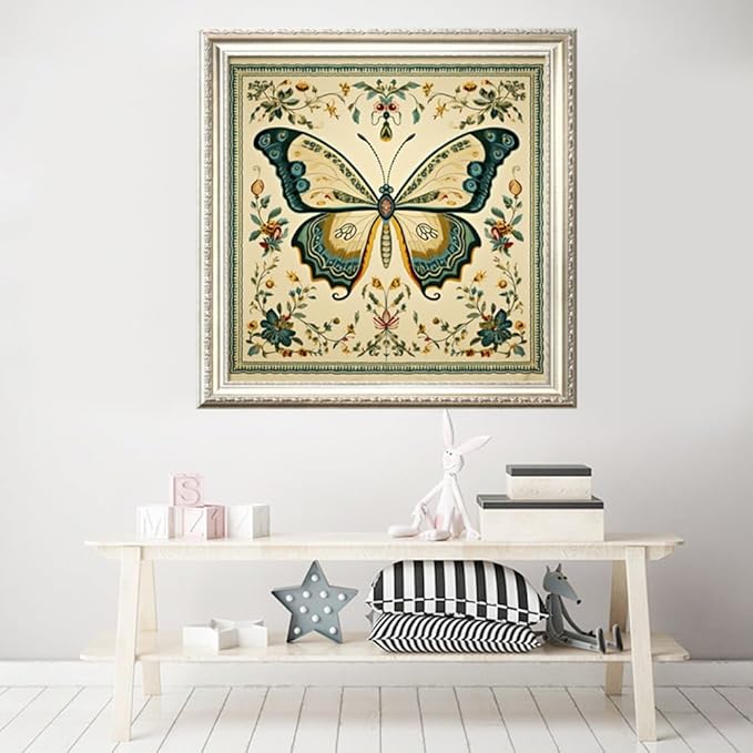 Leczany Cross Stitch Stamped Kit for Adults or Kids - Butterfly | DIY Embroidery Starter Patterns Craft Kit Needlepoint for Beginner | 11CT, 3 Strands | 17.2x17.2 inches
