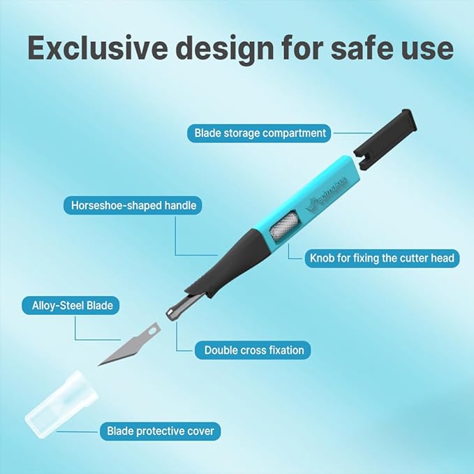 5 PCS Exacto Knife,Hidden Blade Design at The End,Comes with 5 Spare High Qualiry Carbon Steel Exacto Knife Blades. Craft Knife for Crafting, Arts,Modeling,Scrapbooking,Stencil,DIY Projects.5 Color