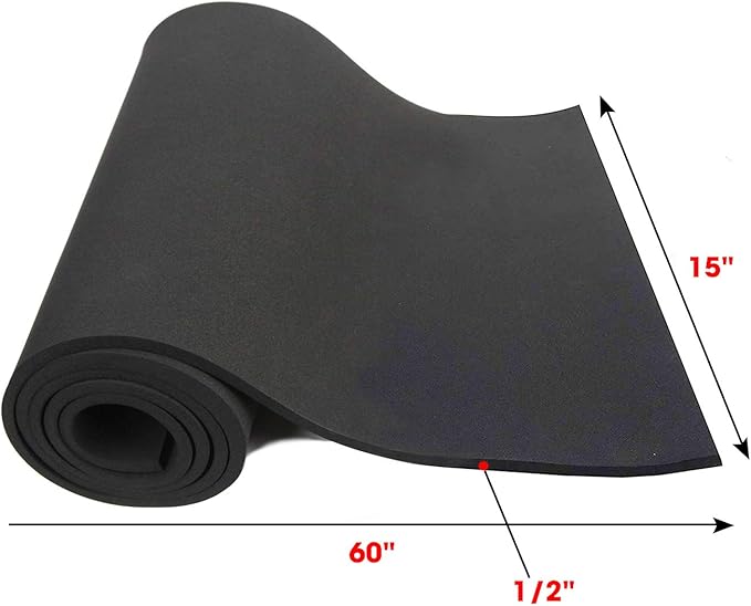 Dualplex Neoprene Sponge Foam Rubber Sheet 15x60 Inches x 1/2" Thick, Perfect Cosplay Roll Padding, DIY Project Sheet - Easy Cut Non-Adhesive Multi-Function Soundproof Rubber Foam