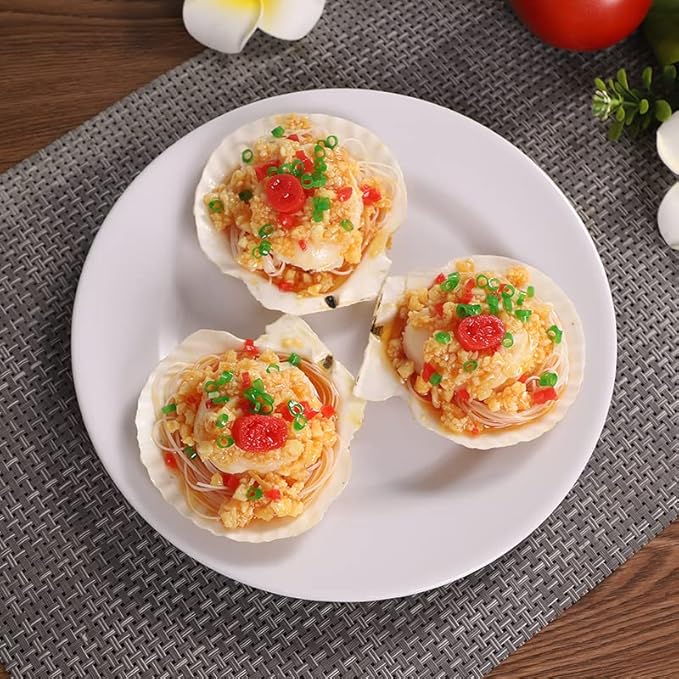 15 Pcs Sea Shells (3.1-3.5inch) White Large Scallop Shells for Baking Cooking, Big Natural Clam Seashells for DIY Crafts Seashell Beach Decorating for Home Decor
