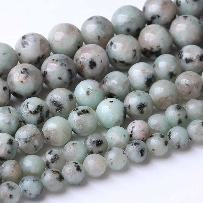 60PCS 6MM Mint Sesame Jasper Stone Beads Energy Healing Beads for DIY Jewelry Bracelet Necklace Making for Jewelry Making 15Inch
