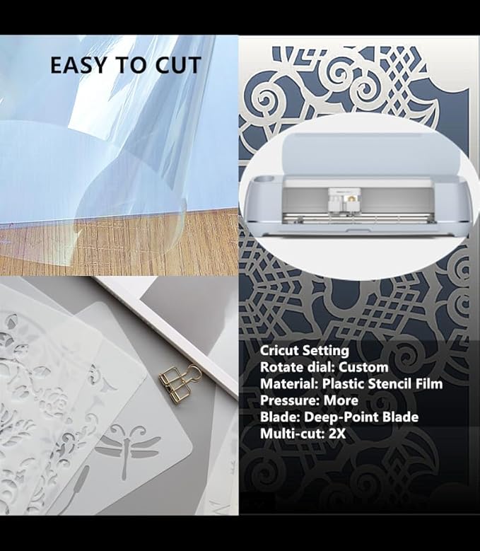 Clear Blank Stencil Sheet for Cuting. 8 Pack 12" x 24" 7.5mil/0.19mm Thick .Gift, Acetate Template Material,Craft Plastic Sheets