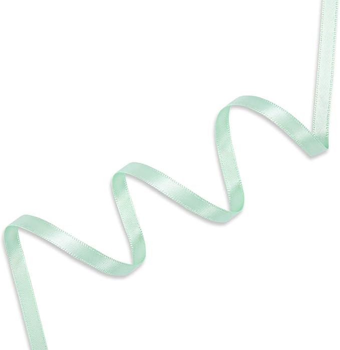 Humphrey's Craft 1/4 Inch Mint Green Double Faced Satin Ribbon - 50 Yards Variety of Color for Crafts Gift Wrapping Bows Bouquet Decoration Sewing Christmas Tree Wedding Invitation Card.