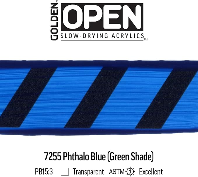 OPEN Slow-Drying Acrylics by GOLDEN, Phthalo Blue/G.S., 2 fl oz. tube, Professional Acrylic Paint, Transparent