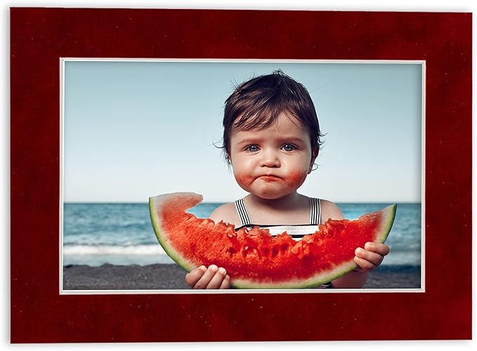 Poster Palooza 8.5x11 Mat Bevel Cut for 7x9 Photos - Acid Free Bright Red Suede Precut Matboard - For Pictures, Photos, Framing - 4-ply Thickness