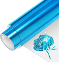 VINYL FROG Metallic Foil HTV Vinyl Roll 12" x5ft Blue Heat Transfer Vinyl Chrome Iron on Vinyl Easy to Cut & Weed DIY Heat Press Design for T-Shirts