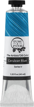 Tusc & Pine Artist Oil Paint - Cerulean Blue, 40 ml, Non-Yellowing, Rich & Creamy Consistency, Maximum Pigment Load, Small Batch Milled Oil Paints Made in the USA for Professional Artists