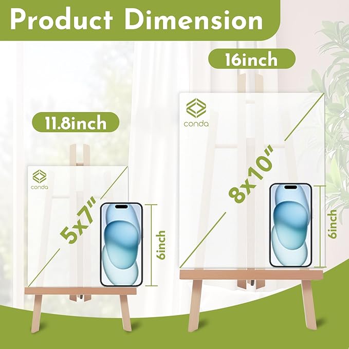 CONDA 8 Pack 16" Tabletop Display Easel, Portable A-Frame Tripod Display Easel for Painting Party & Displaying Canvases, Photos, Display Tripod Holder Stand for Students Kids Beginners