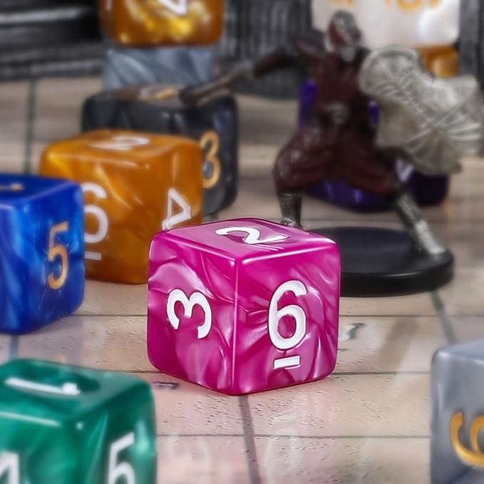 CiaraQ DND Polyhedral Dice (100pcs) with A Dice Bag Compatible with Dungeons and Dragons DND RPG MTG Role Playing Table Games (D6 dice, 10 colors-100 pcs)