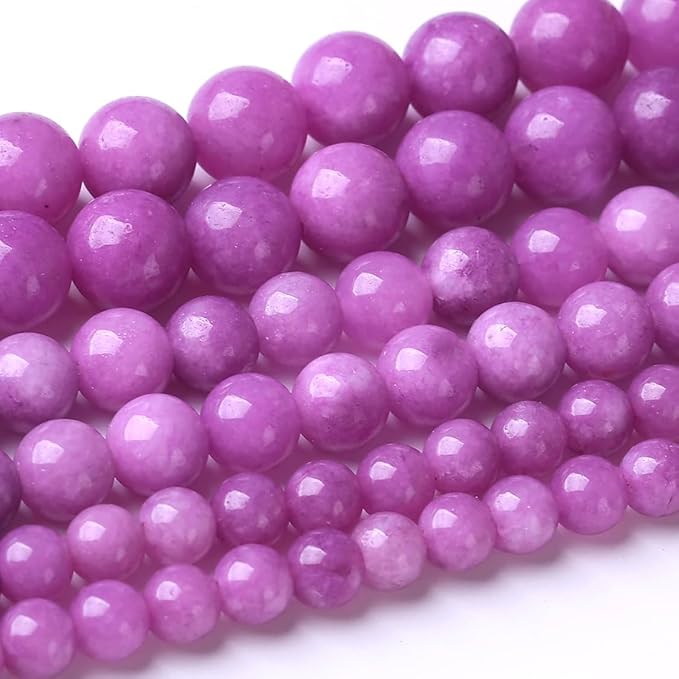 60PCS 6MM Purple Jade Beads Stone Beads Energy Healing Beads for DIY Jewelry Bracelet Necklace Making for Jewelry Making15Inch