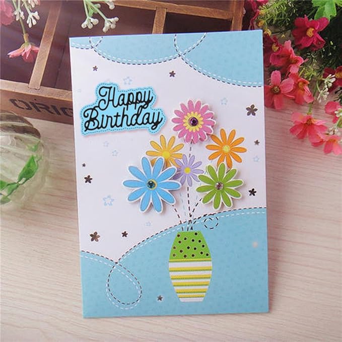 Metal Cutting Dies DIY Merry Christams Embossing Stencil Template Scrapbooking Card Making Mold Photo Album Arts Crafts Tools (Thank You Happy Birthday Congratulations-10x7.6cm)