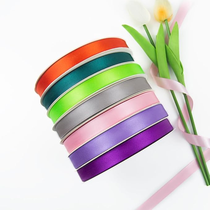 5/8 Inch 100 Yards Satin Ribbon Red, Solid Color Fabric Ribbon for Gift Wrapping, Wedding, Polyester Gift Ribbon for Birthday Party Decoration, Valentine's Day, Craft, Hair, Floral, Sewing