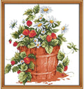 Stitchmelody 14CT Counted Cross Stitch Kits,DMC Unprinted Pattern Embroidery Set Needlework (14CT Counted/Unprinted kit,Strawberry)