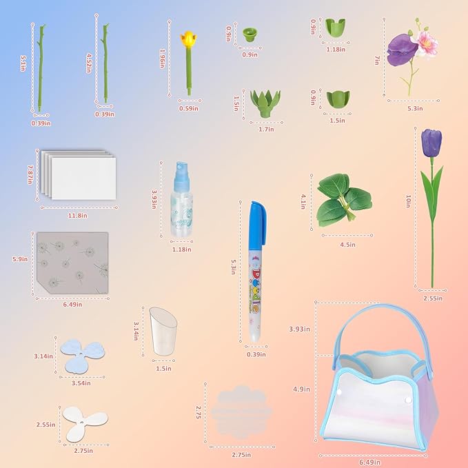 kenvc DIY Flower Bouquets Toys, Fabric Flower Market Toy is for Kids Best Gifts for Girls Boys Ages 5 6 7 8 9 10 to Craft Your Own Master Piece of Color Changing Flowers Kit