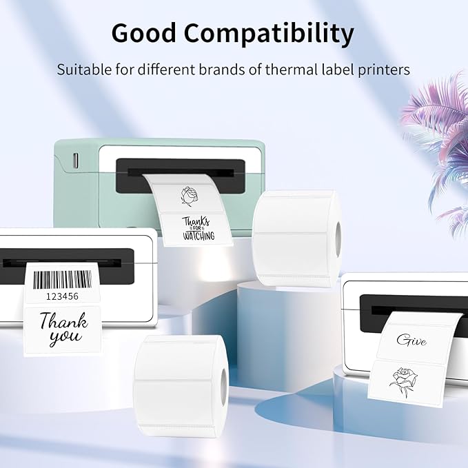 Transparent Thermal Labels Stickers, 2.25 x 1.25 Inch Clear Labels, Self-Adhesive Direct Thermal Stickers for Logo Design- Waterproof/ 200 Sheets