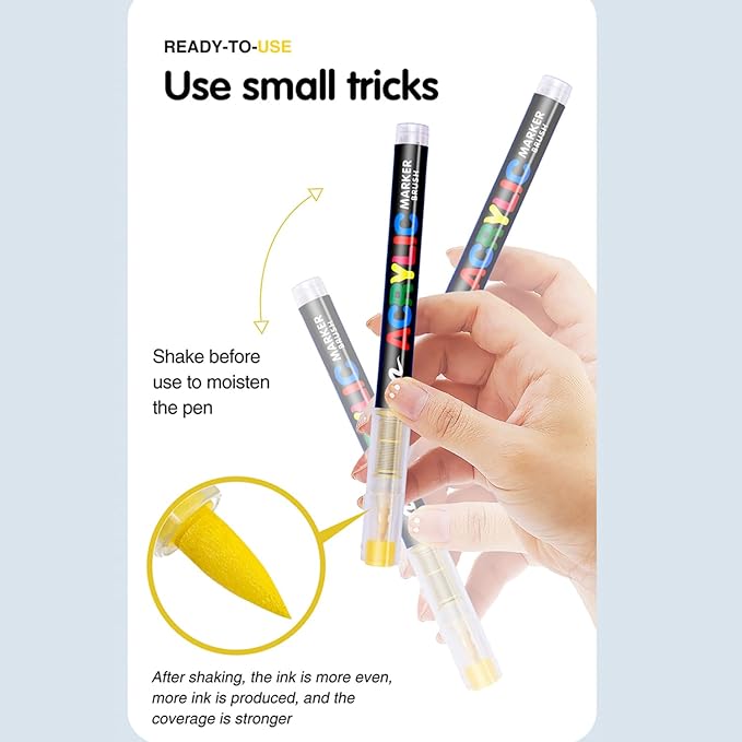 Acrylic Paint Markers Pens, 168 Vivid Colors Acrylic Markers Set,Direct Liquid Type, Stackable Color, Odorless Soft Head，Markers for School，Tooli Art ，Fabric & Creative Crafts (168)