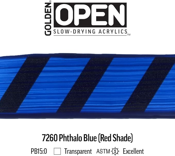 OPEN Slow-Drying Acrylics by GOLDEN, Phthalo Blue/R.S., 2 fl oz. tube, Professional Acrylic Paint, Transparent