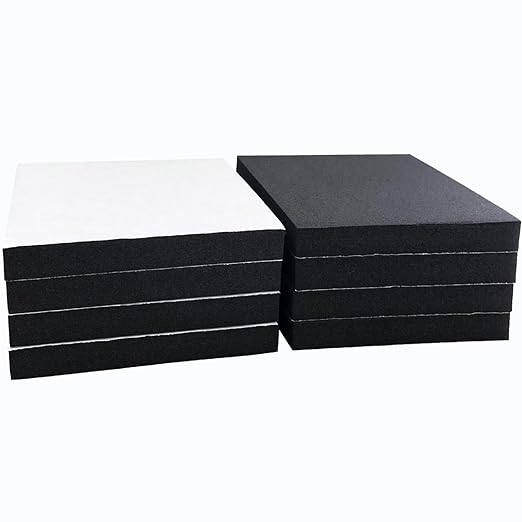8 Pcs Black Adhesive Foam Padding, Closed Cell Foam Sheet 1/2" Thick 6 Inch X 6 Inch Neoprene Rubber Pad Self Stick Anti-Slip Adhesive Anti Vibration Pad (6inX 6inX 1/2in, 8)