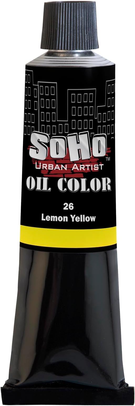 Soho Urban Artist Oil Paint - Lemon Yellow, 50 ml Tube - Best Valued Oil Colors for Painting, Excellent Pigment Load