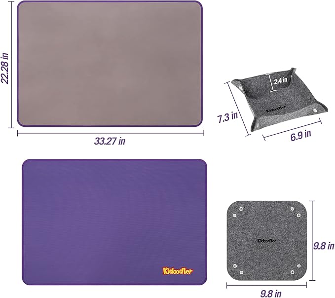Kidoodler Jigsaw Puzzle Board with Cover & Sorting Trays | 33x22 Portable Puzzle Mat for 1000 pcs with 4 Foldable Sorting Trays | 4mm Reinforced Hardboard | Non-Slip Surface | Purple