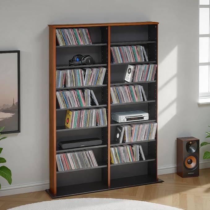 Prepac 2 Column Display Cabinet Media Storage, 38.75" Wide, Cherry