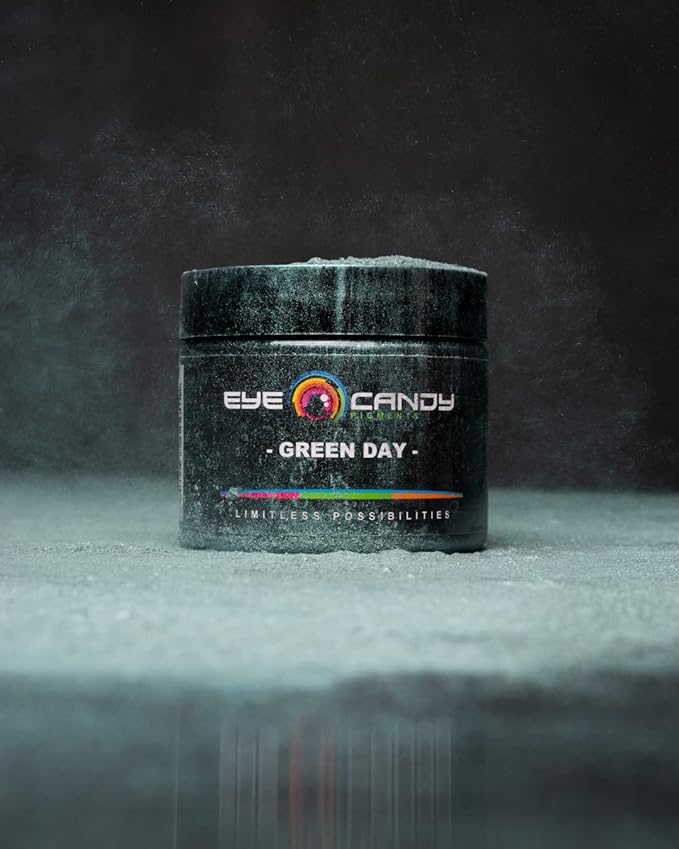 Eye Candy Pigments Premium Green Mica Powder - Green Day (50gr) - for Epoxy, Resin, Soap, Paint, Woodworking, Acrylic Pouring, Bath Bombs, Fishing Lures - DIY Arts and Crafts Additive
