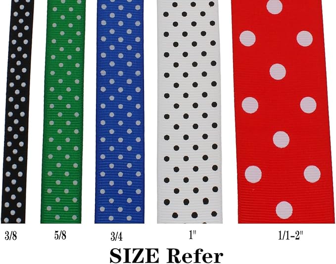 Polka Dot Grosgrain Ribbon 25 Yard Each Roll 100% Polyester (5/8", Pink)