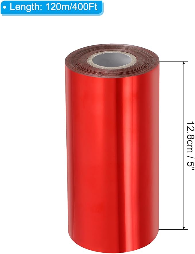 PATIKIL 5"x400Ft Hot Stamping Foil Paper, Heat Transfer Hot Stamping Paper Foil Roll for Leather DIY Logo Decor Craft Gift Package Scrapbook Card, Red