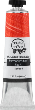 Tusc & Pine Artist Oil Paint - Permanent Red Light, 40 ml, Non-Yellowing, Rich & Creamy Consistency, Maximum Pigment Load, Small Batch Milled Oil Paints Made in the USA for Professional Artists