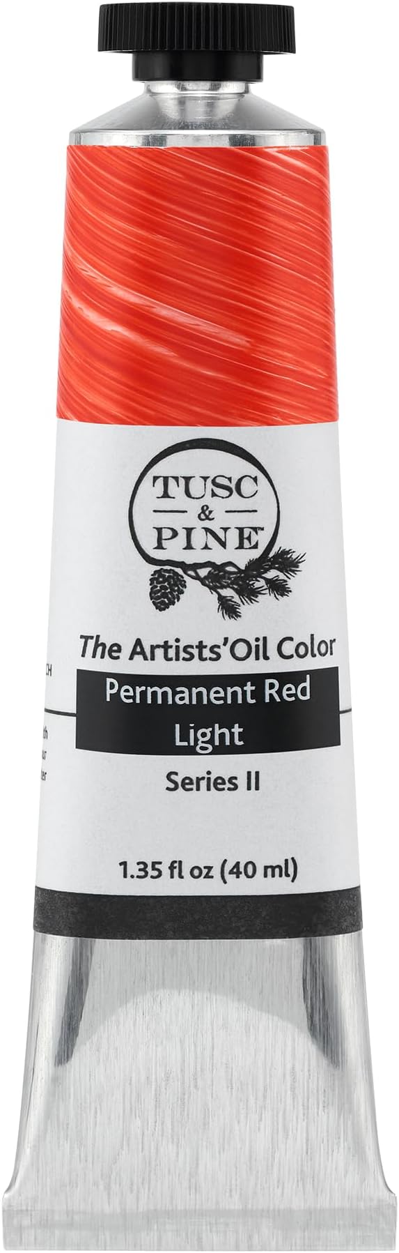 Tusc & Pine Artist Oil Paint - Permanent Red Light, 40 ml, Non-Yellowing, Rich & Creamy Consistency, Maximum Pigment Load, Small Batch Milled Oil Paints Made in the USA for Professional Artists