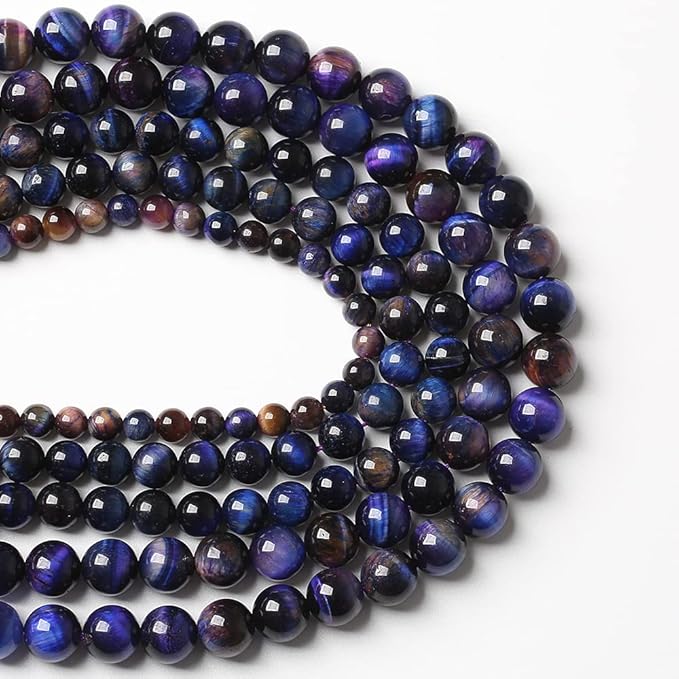 90pcs 4mm AAA Natural Tiger Eye Stone Beads Gemstone Round Spacer Loose Beads for Jewelry Making DIY Bracelet,Necklace(Galaxy Tiger Eye Stone, 4mm)