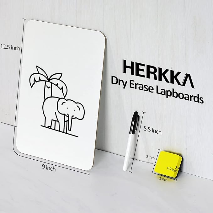 Dry Erase Lapboards, HERKKA 35 Pack Double Sided Dry Erase Lap Boards 9 x 12.5 Inch, 35 Markers, 35 Erasers, Small Dry Erase Boards for Students Classroom Teacher Supplies