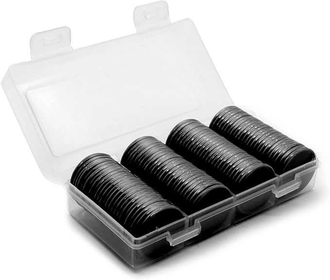 Set of 100 Opaque Plastic Learning Counters Mini Poker Chips Game Tokens with Storage Box (Black, 1.26 Inch)