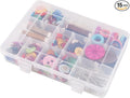 18 Grids Plastic Organizer Box with Dividers, Clear Compartment Container Storage for Beads Crafts Jewelry Fishing Tackles, Size 7.9 x 6.2 x 1.2 in
