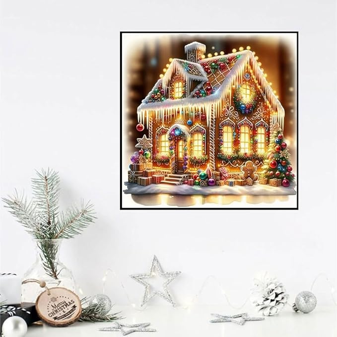 Christmas Stamped Cross Stitch Kits - Christmas House Counted Cross Stitch Kits for Beginners Adults Needlepoint Cross-Stitch Patterns Dimensions Needlecrafts Embroidery Kits Arts and Crafts