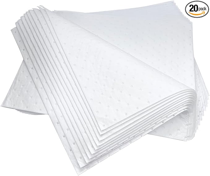 Heavyweight Oil Absorbing Pads,White Absorbing Heavy Weight Oil-Only Absorbent Mat Pad (20 Pads,15" x 20"')…