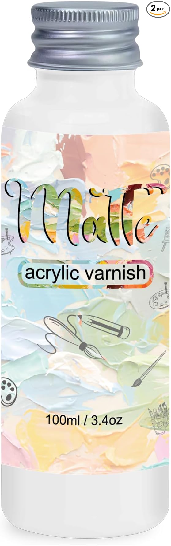 Matte Varnish for Acrylic Painting，100ml Acrylic Paint Varnish，Clear Varnish Keeps Paintings from Yellowing, Cracking, Maintains Permanent Color（Matte）