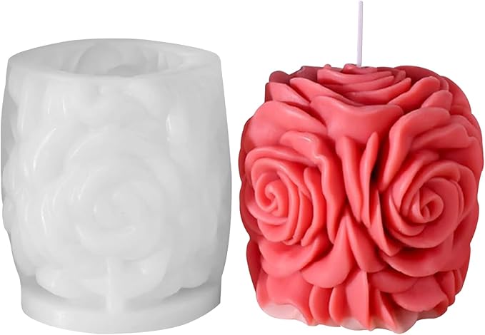 Rose Candle Silicone Molds Valentine's Day Handmade 3D Candle Molds for Candle Making, Silicone Epoxy Resin Mold, Ornament Mould for DIY Candle Soaps Home Decor