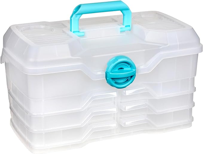 ArtBin Clear Plastic Organizer Small Parts Organizer - for DIY Arts & Crafts Storage Boxes & Organizers, Sewing Storage - Storage Box with Compartments, Project Box - Large (6 Pivot Trays) 6963PB