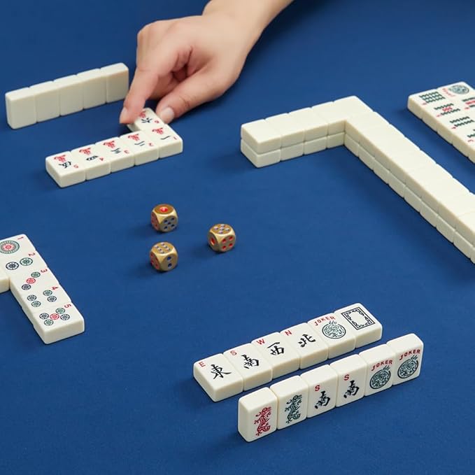 American Mahjong Tiles,166 Quality Ivory Tiles with 3 Golden Dices & Rules Instruction
