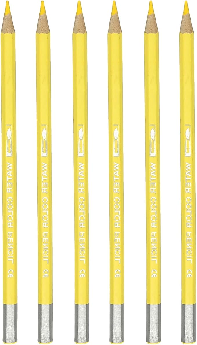 PATIKIL Watercolor Pencil, 6Pcs Water Soluble Pencils for Blending, Coloring, Sketch Drawing, Painting, Light Yellow