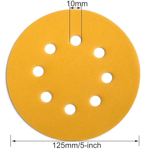 5-Inch 8-Hole Hook and Loop Sanding Discs 600-Grit Random Orbit Sandpaper, 50-Pack
