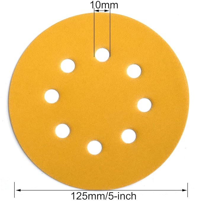 5-Inch 8-Hole Hook and Loop Sanding Discs 600-Grit Random Orbit Sandpaper, 100-Pack