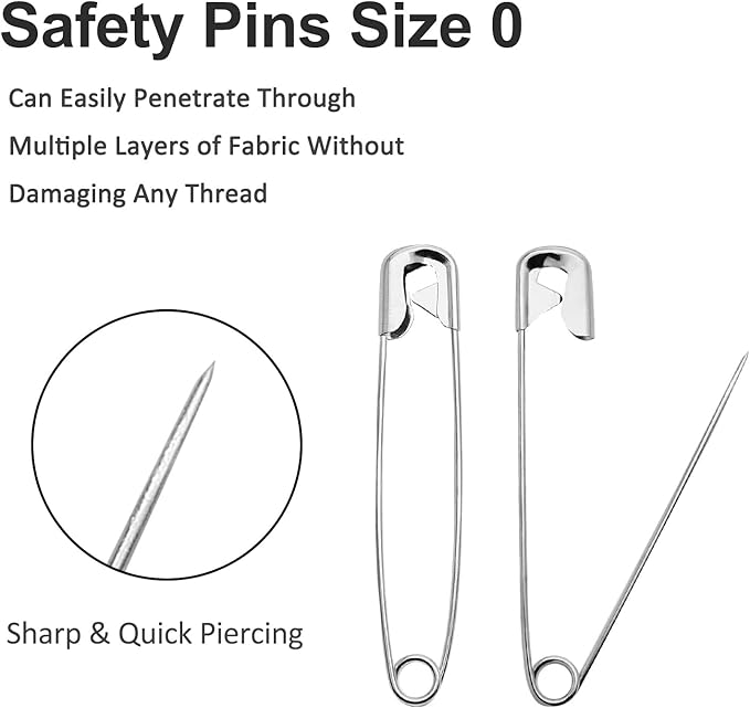 500 PCS 22mm / 7/8 Inch Safety Pins Heavy Duty Quilting Pins, Small Safety Pins Size 0, Silver Metal Sewing Pins, Mini Safety Pins for DIY Crafts Jewelry Making Baby Clothing (Nickel Plated)