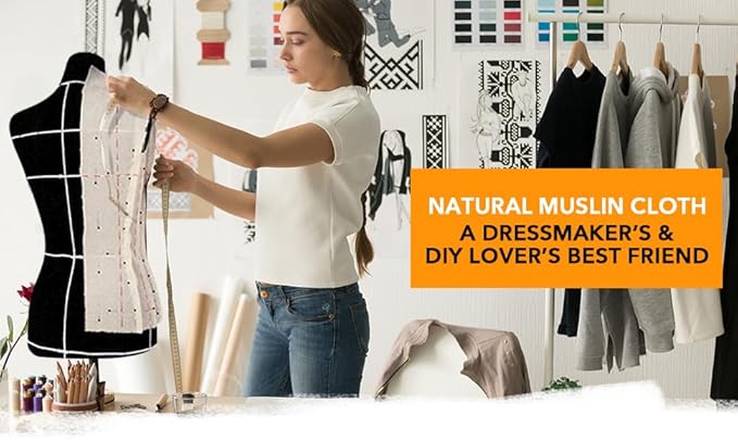 AK TRADING CO. Muslin Fabric/Textile Unbleached - Draping Fabric - Natural 10 Yards Medium Weight - 100% Cotton (63in. Wide), Natural Unbleached