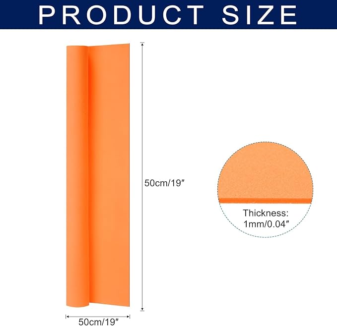 MECCANIXITY Foam Sheets Crafts 19x19 Inch 1mm EVA Craft Foam Paper Foam Sheets for Crafts Projects DIY Cosplay Modeling, Orange