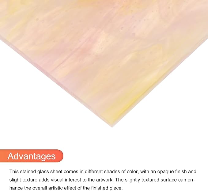 MECCANIXITY 2 Pcs Stained Glass Sheet Mosaic Tile 7.9 Inch x 5.9 Inch Pink Stained Glass Sheets for Crafts DIY Art Project